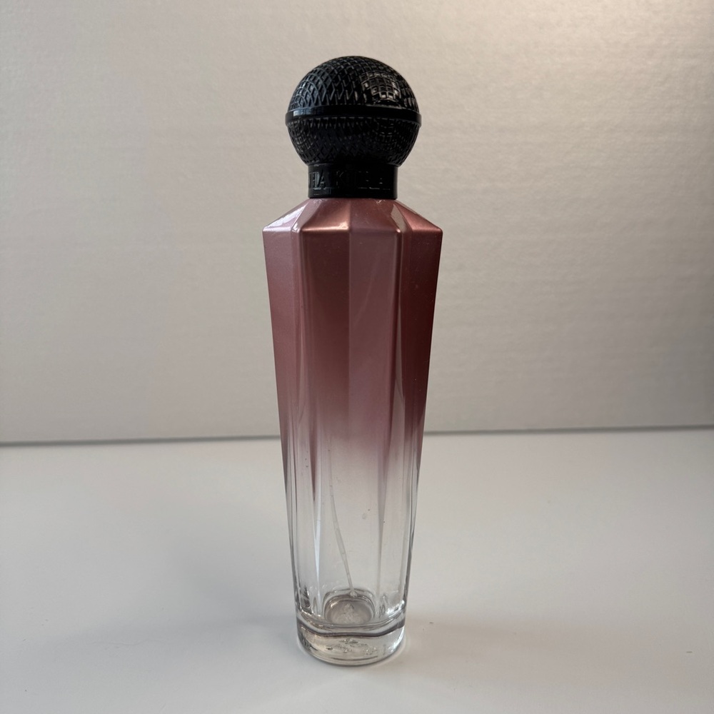 Empty Vintage Pink Ombre Glass Perfume Bottle Shakira Microphone Star Spray